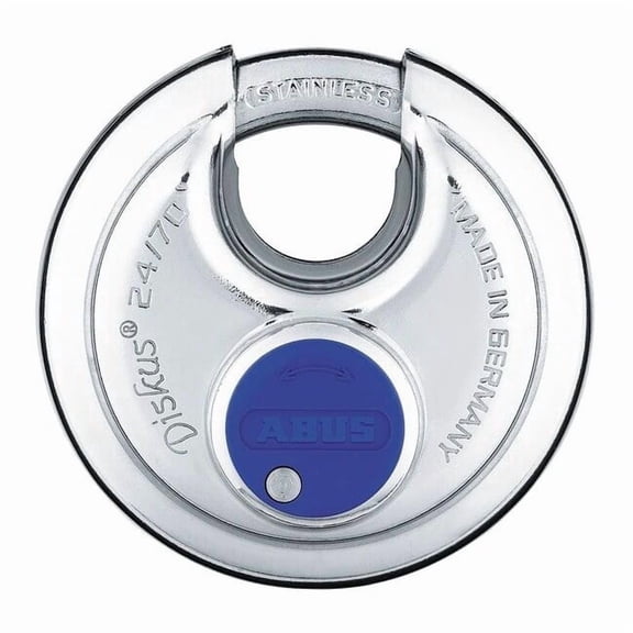 Padlock, Keyed Different, Partially Hidden Shackle, Disc Stainless Steel Body, 3/4 in W