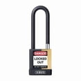 thumbnail image 1 of Keyed Padlock, Open, Rectangular Steel Body, Hardened Steel Shackle, 3/4 in W, 1 of 1
