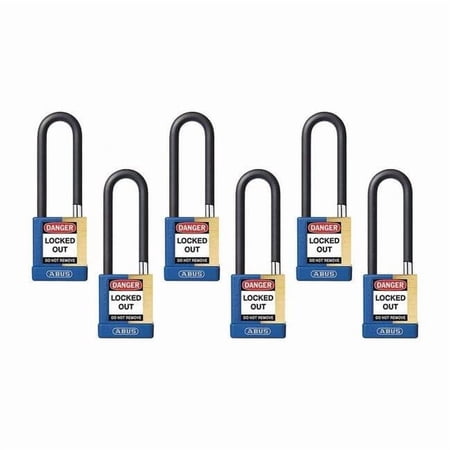 Keyed Padlock, Open, Rectangular Steel Body, Hardened Steel Shackle, 3/4 in W, 6 PK 20116