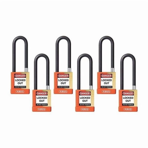 Keyed Padlock, Open, Rectangular Steel Body, Hardened Steel Shackle, 3/4 in W, 6 PK 20119