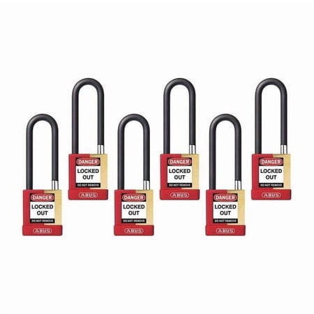 Keyed Padlock, Open, Rectangular Steel Body, Hardened Steel Shackle, 3/4 in W, 6 PK 20120