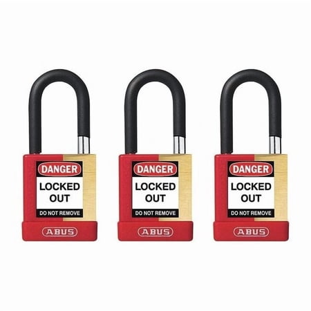 Keyed Padlock, Open, Rectangular Steel Body, Hardened Steel Shackle, 3/4 in W, 3 PK 20076