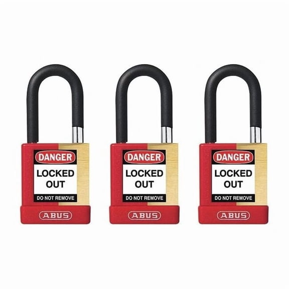 Keyed Padlock, Open, Rectangular Steel Body, Hardened Steel Shackle, 3/4 in W, 3 PK 20076