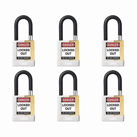 Keyed Padlock, Open, Rectangular Steel Body, Hardened Steel Shackle, 3/4 in W, 6 PK 20080