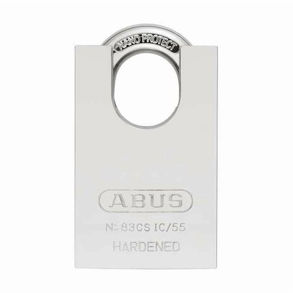 Padlock, Coreless, Partially Hidden Shackle, Rectangular Hardened Steel Body, Steel Shackle, 1 in W