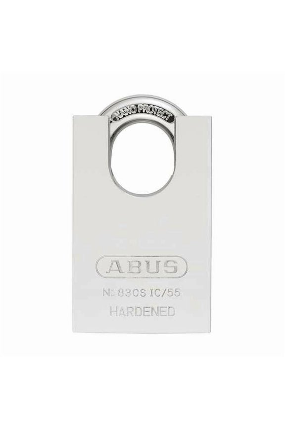 Padlock, Coreless, Partially Hidden Shackle, Rectangular Hardened Steel Body, Steel Shackle, 1 in W