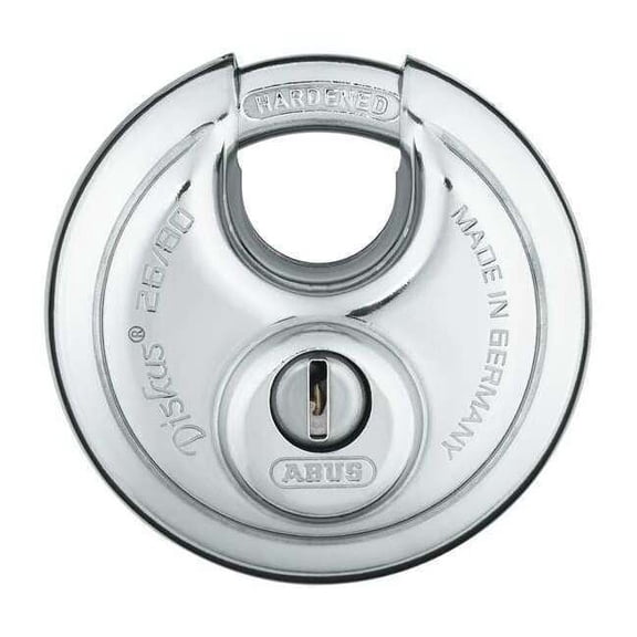 Abus Keyed Padlock, 63/64 in,Round,Silver 26/80 KD