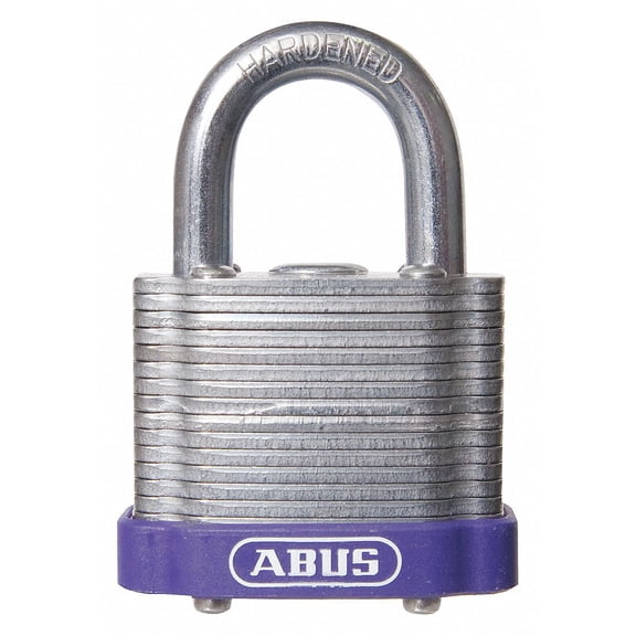 Abus Alike-Keyed Padlock, Open Shackle Type, 3/4" Shackle Height, Purple 19334
