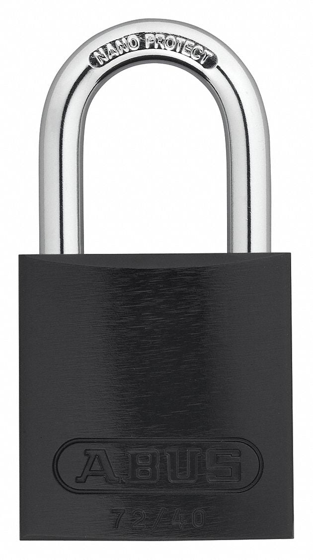 ABUS 19300 Keyed Padlock, Open, Rectangular Aluminum Body, Chrome ...