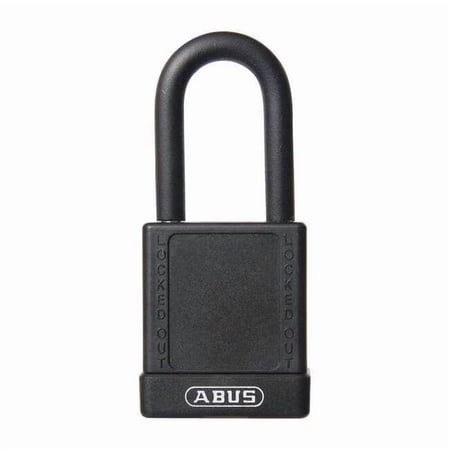 Lockout Padlock, Keyed Different, Plastic-Covered Aluminum, Black, 1 1/2 in Shackle Height
