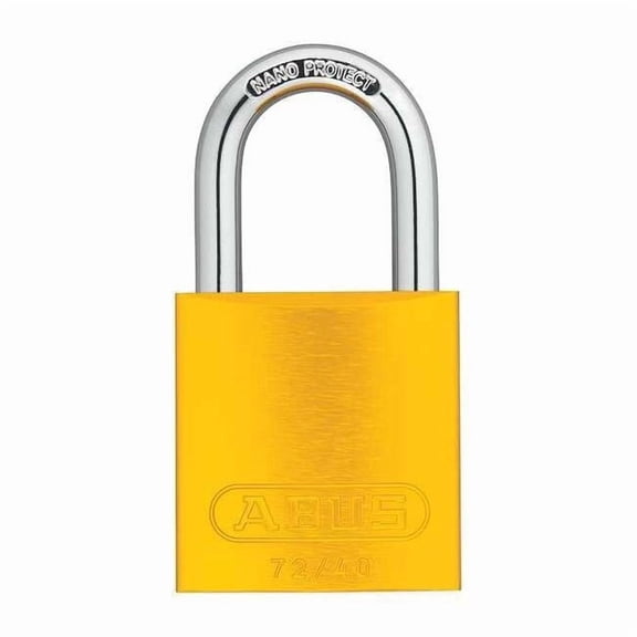 Lockout Padlock, Keyed Alike, Aluminum, Yellow, 1 in Shackle Height, 1 1/2 in Body Width, 6 PK