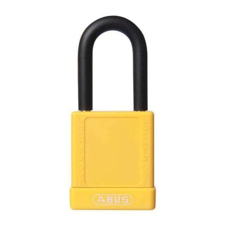 Lockout Padlock, Keyed Different, Plastic-Covered Aluminum, Yellow, 1 1/2 in Shackle Height