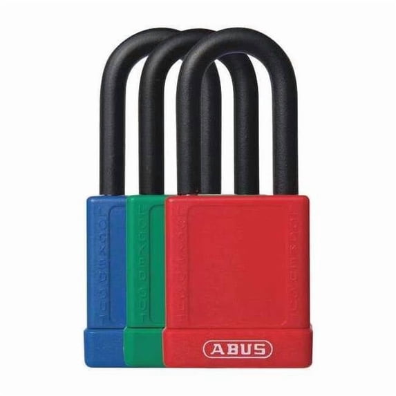 Lockout Padlock, Keyed Different, Aluminum, Assorted, 1 1/2 in Shackle Height, 1 1/2 in Body Width