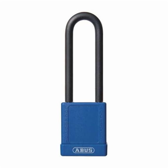 Lockout Padlock, Keyed Different, Plastic-Covered Aluminum, Blue, 3 in Shackle Height