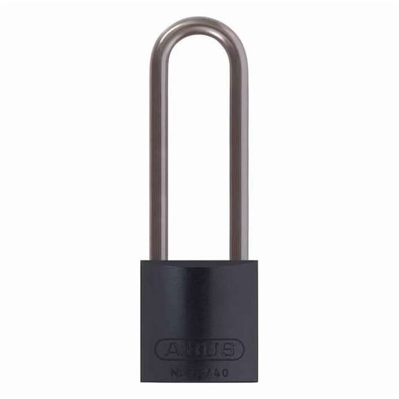Lockout Padlock, Keyed Different, Aluminum, Black, 3 in Shackle Height, 1 9/16 in Body Width