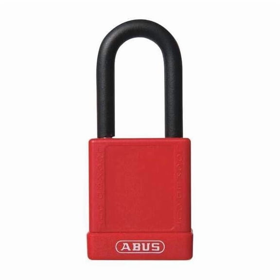 Lockout Padlock, Keyed Different, Plastic-Covered Aluminum, Red, 1 1/2 in Shackle Height
