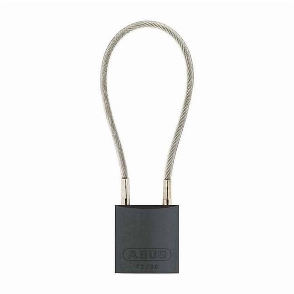 Lockout Padlock, Keyed Different, Aluminum, Black, 4 in Shackle Height, 1 3/16 in Body Width