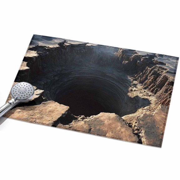 Abyss Crater 2x3ft Non Slip Area Rug Ground Fissure Earth Brown Crevice Texture Washable Soft Area Rugs for Living Room, Indoor Circle Carpet for Bedroom Dining Room Kitchen