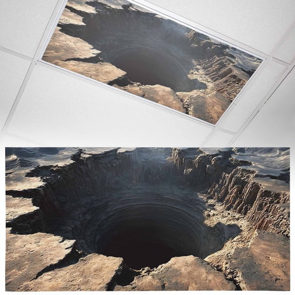 Abyss Crater Fluorescent Light Covers Ground Fissure Earth Brown Crevice Texture Magnetic Light Filters Ceiling Lighting Panel Shade for Classroom Office Home 2 x 4 ft, 1 Pack