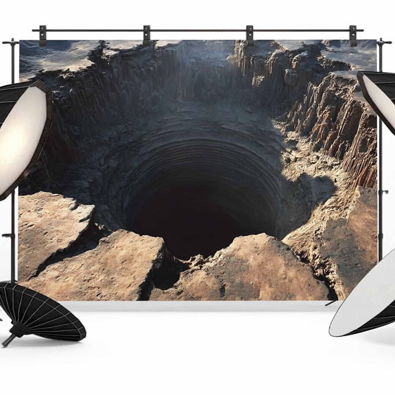 Abyss Crater Photography Backdrop 7x5FT, Ground Fissure Earth Brown Crevice Texture Photo Backdrops, Background for Photography Studio Photo Studio Background, Back Drop for Photoshoot