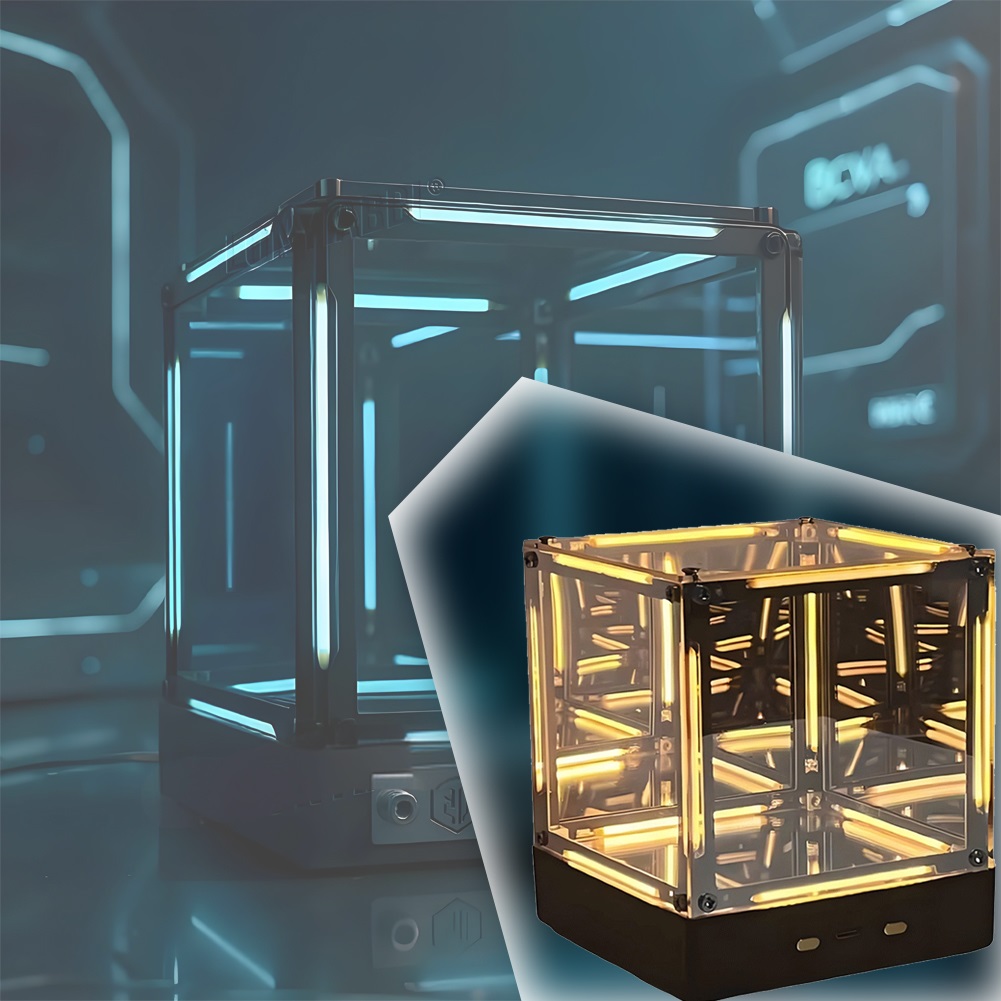 Abyss Lamp, 4D Acrylic Infinite Mirror Cube Light, hologram cube with ...