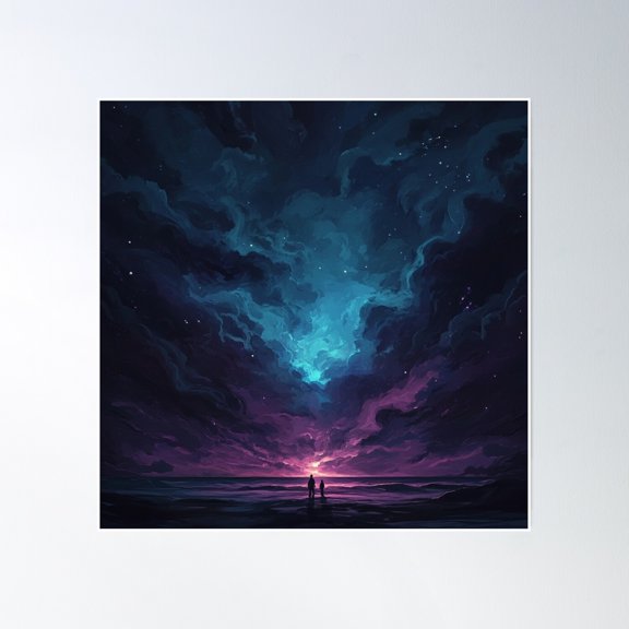 Abyssal Dawn Poster Wall Art, Modern Wall Decor, 16x16 UNFRAMED