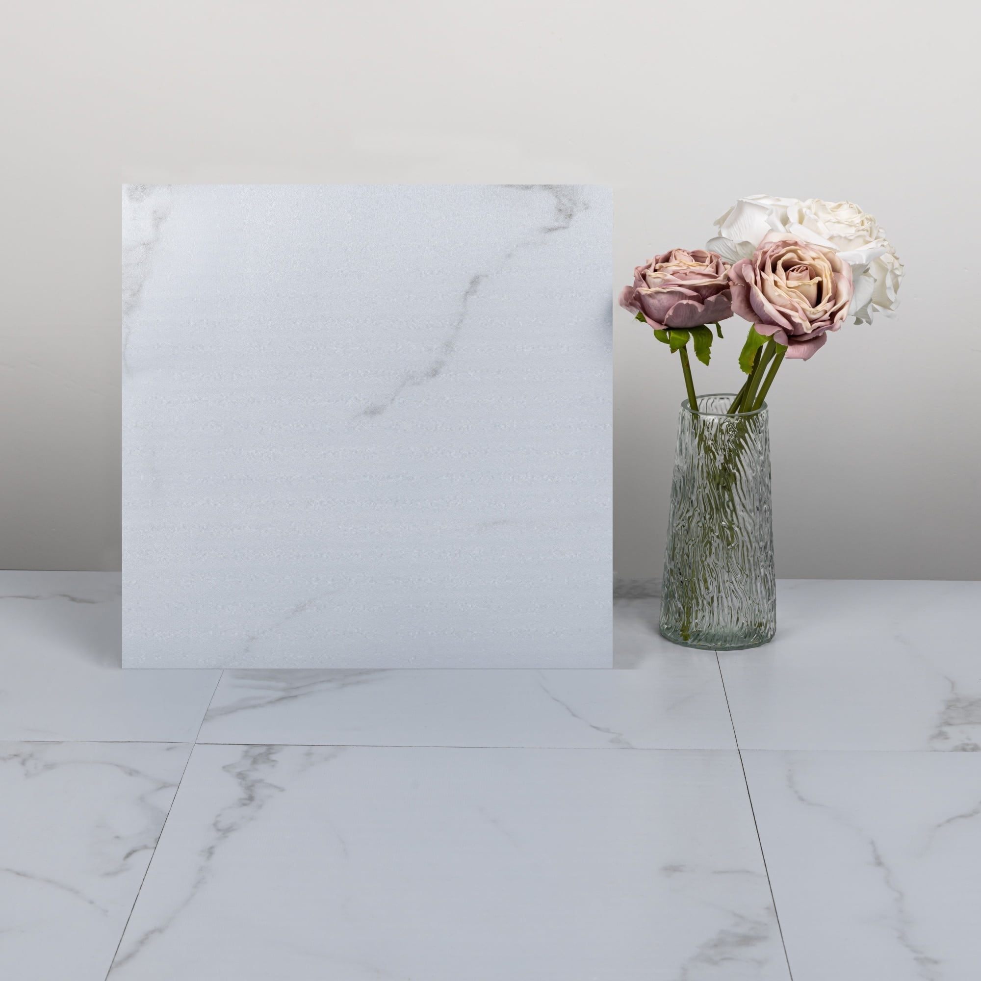 Abyssaly 11.9 inch x 11.9 inch (10 Pcs) Marble Peel and Stick Floor Tiles White Gray Vinyl  Floor Tiles  for Bathroom and Kitchen