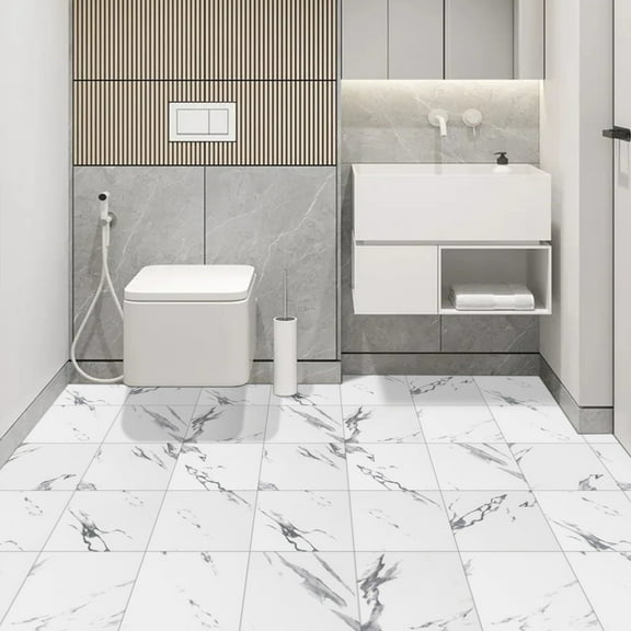 Abyssaly 12" x 12" (10PCS)Vinyl Marble Flooring Peel and Stick Floor tiles Waterproof Durable Removable Flooring Tiles for Transfer Bathroom