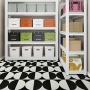 Abyssaly 12" x 12" Black and White Peel and Stick Floor Tile Vinyl Flooring Peel and Stick Flooring for Kitchen, Dining Room, Bedroom (10Pcs)