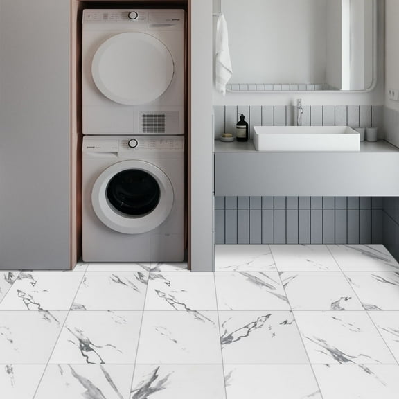 Abyssaly 12" x 12" Vinyl Floor Tile 20pcs Peel and Stick Floor Tile Waterproof and Durable Floor Tile Removable Flooring Tiles for Bedroom Bathroom Laundary Room Kitchen