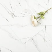 Abyssaly Marble 11.8" x 11.8" Self Adhesive Vinly Floor Tile White Peel and Stick Floor Tiles-10 Tiles/9.6 Sq.ft.