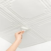 Abyssaly 13.7" x 13.7" 16 Pcs Drop Ceiling Tiles Decorative Easy Install PVC Ceiling Panels for Interior Kitchen Bathroom Basement, White