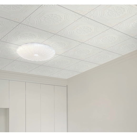 Abyssaly 13.7" x 13.7" ,32 Pcs, Peel and Stick Ceiling Tile, Self-Adhesive Texture Drop Ceiling tiles for Living Room, Kitchen, Bathroom