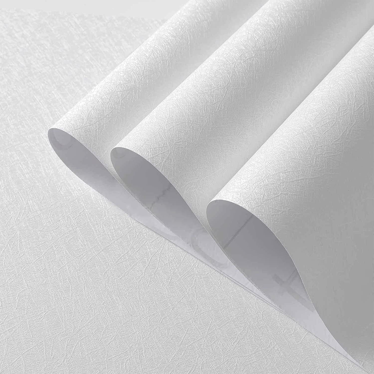 Abyssaly 15.7" x 394" White Silk Peel and Stick Wallpaper Wallpaper Self-adhesive Detachable Vinyl Paper for Kitchen Furniture Shelves