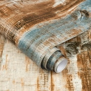 Abyssaly 17.7" x 118" Brown Wood Wallpaper Contact Peel and Stick Wallpaper Waterproof Self-Adhesive and Removable Wood Plank Wall Paper for Kitchen Bedroom Wall Countertop Home Renovation