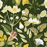 Abyssaly 17.7 "x 118" Peel and Stick Wallpaper Green Floral wallpaper Green Petunia vine plant contact paper Self-adhesive wallpaper Thickened detachable wallpaper Suitable for home decoration