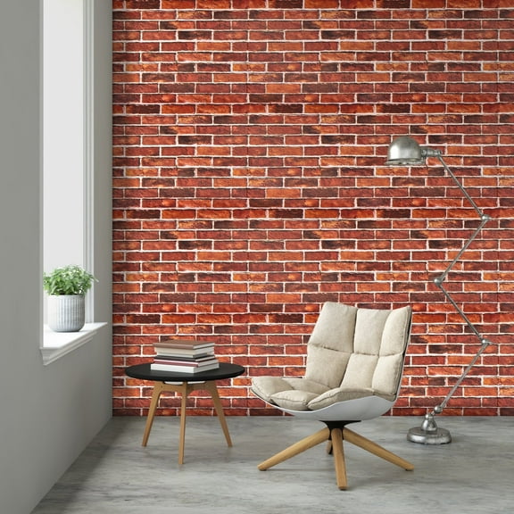 Abyssaly 17.7" x 236"3D Red Brick Wallpaper Peel and Stick Self Adhesive Waterproof Vinyl Vintage Wallpaper for Kitchen Wall Cabinet Furniture Christmas Decoration
