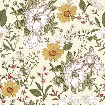 Abyssaly 17.7" x 236" Floral Peel and Stick Wallpaper Floral Waterproof Wallpaper Vintage Wall paper for Decoration Bedroom Home Wall