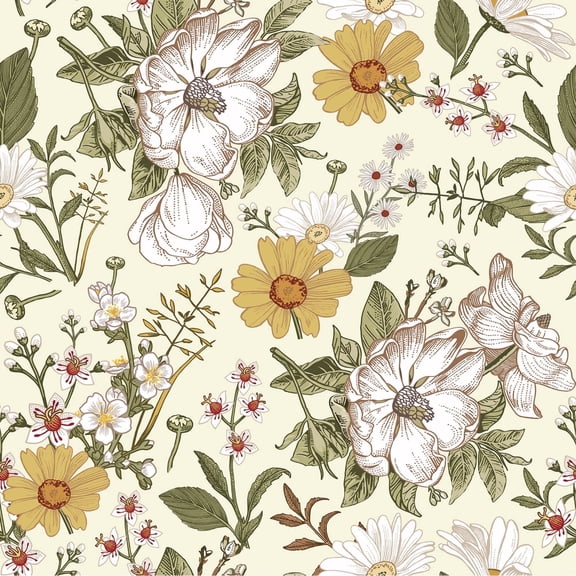 Abyssaly 17.7" x 236" Floral Peel and Stick Wallpaper Floral Waterproof Wallpaper Vintage Wall paper for Decoration Bedroom Home Wall