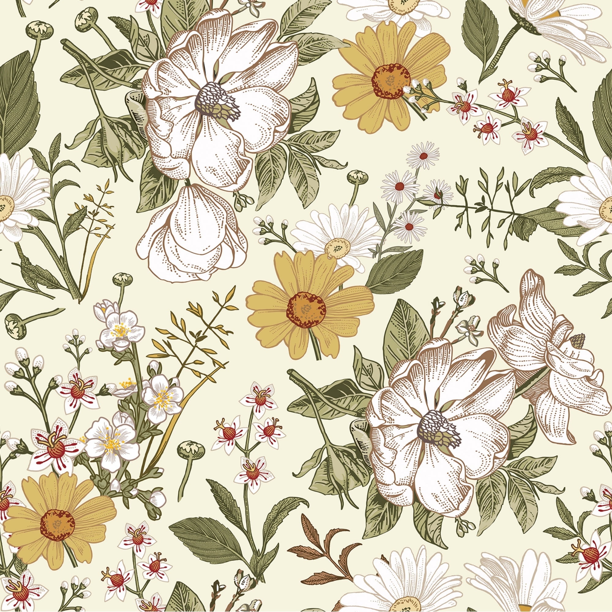 Abyssaly 17.7" x 236" Floral Peel and Stick Wallpaper Floral Waterproof Wallpaper Vintage Wall paper for Decoration Bedroom Home Wall