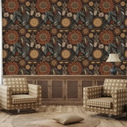 Abyssaly 17.7" x 393.7" Floral Peel and Stick Wallpaper Boho Wallpaper Removable Vintage Flower Contact Paper Retro Mural for Wall Decor Bedroom Bathroom