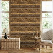 Abyssaly 17.7" x 511.8"Brown Wood Wallpaper Peel and Stick Wallpaper Shiplap Self-Adhesive Removable Faux Wood Contact Paper