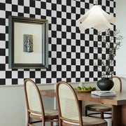 Abyssaly 23.6" x 118" Black & White Checkered Pattern Wallpaper Peel and Stick Wallpaper Contact Adhensive paper for Kitchen Bedroom Cabinets