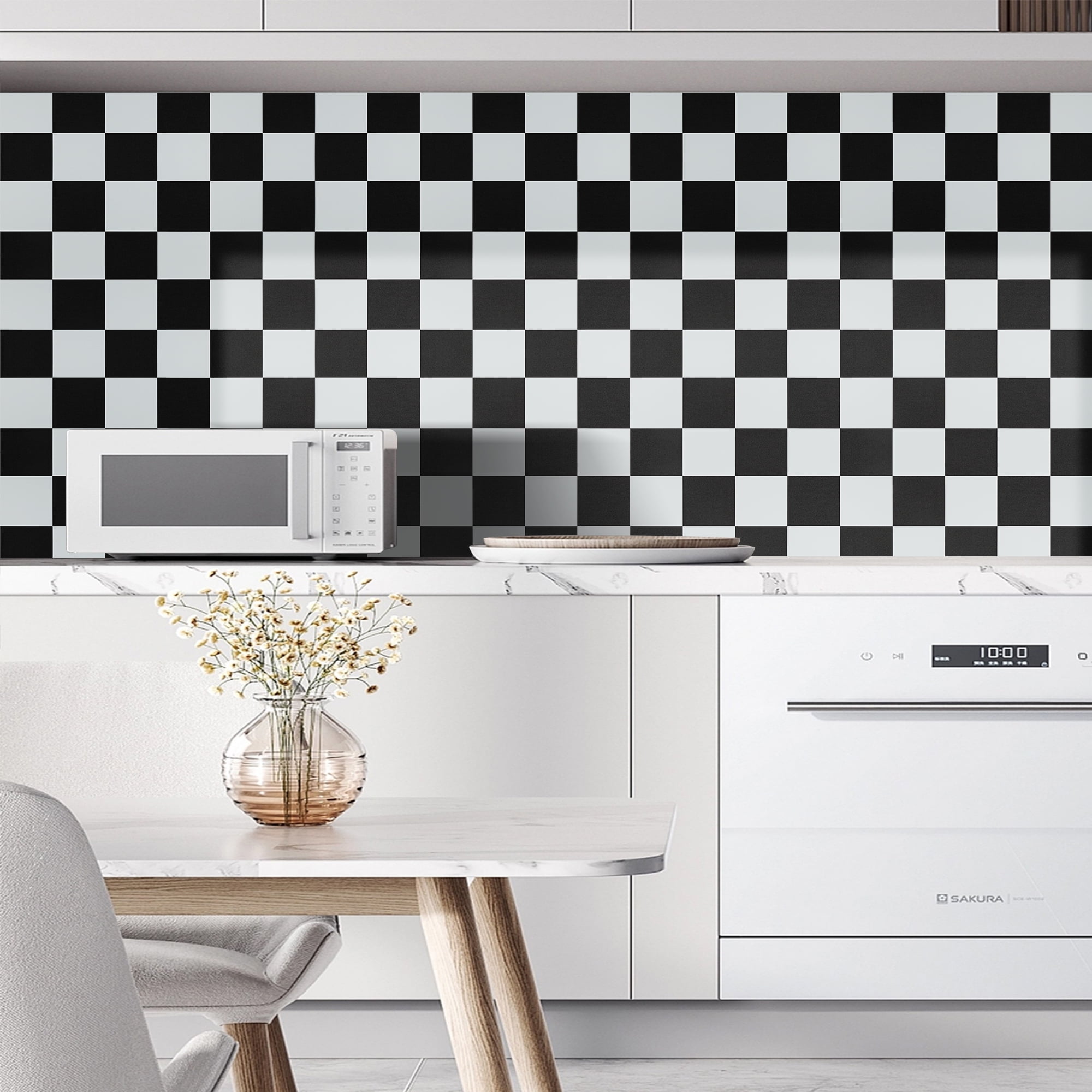 Abyssaly 23.6" x 118"Peel and Stick Self Wallpaper Adhesive Vinyl Black