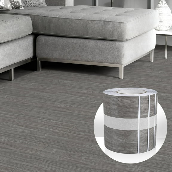Abyssaly 35.8" x 5.9" 10 Pcs Wood Grain Flooring Tile Peel and Stick Floor Tile, Light Grey Self Adhesive Vinyl Flooring, Self Adhesive Bathroom Floor Tiles Waterproof Thick Removable Flooring Tiles