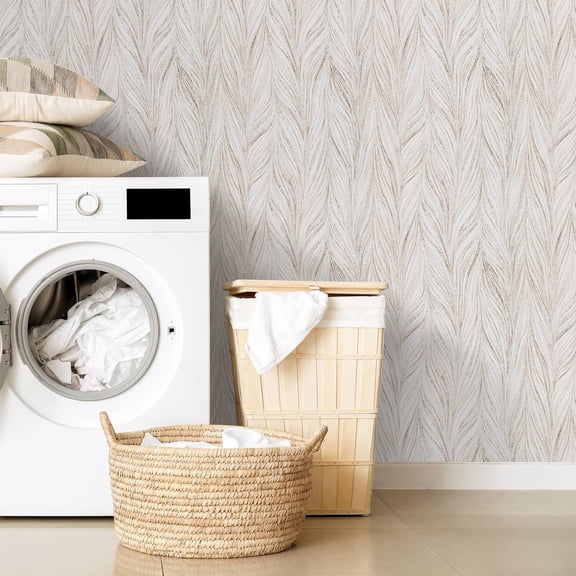 Abyssaly Beige Ink-Silk Peel & Stick Wallpaper, 17.3"x393" Self-adhesive Wallpaper for Cabinets, Home Decoration, Wall Covering, Antique Furniture Renovation