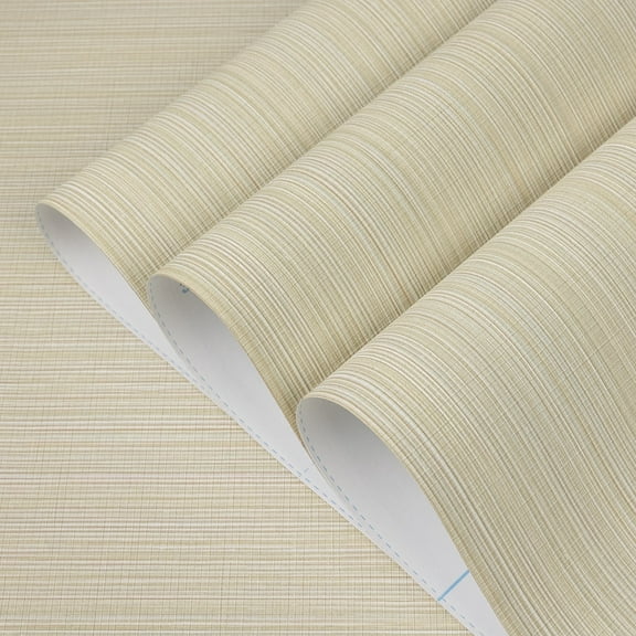 Abyssaly Beige Peel and Stick Wallpaper 20.8" x 118"Vinyl Grass Cloth Contact Paper Texture Self Adhesive Removable Cream Linen Wallpaper for Countertop Bedroom Living Room