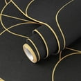 thumbnail image 1 of Abyssaly Black Peel and Stick Wallpaper Strip Line Contact Paper 17.7" x 78.7" Black/Gold Geometric Self-Adhesive Removable Vinyl Wallpaper for Bedroom, 1 of 9