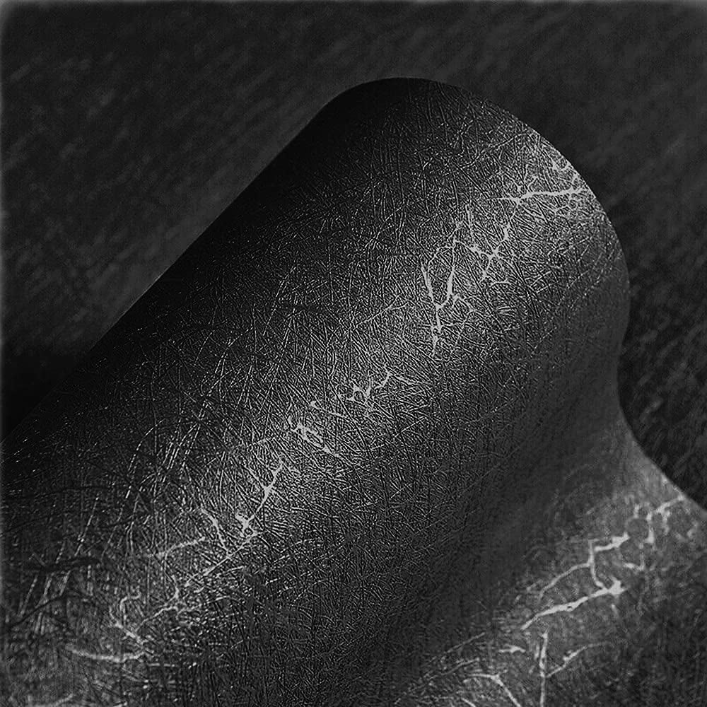 Abyssaly Black Peel and Stick Wallpaper 23.6" x 196.8" Silk Embossed