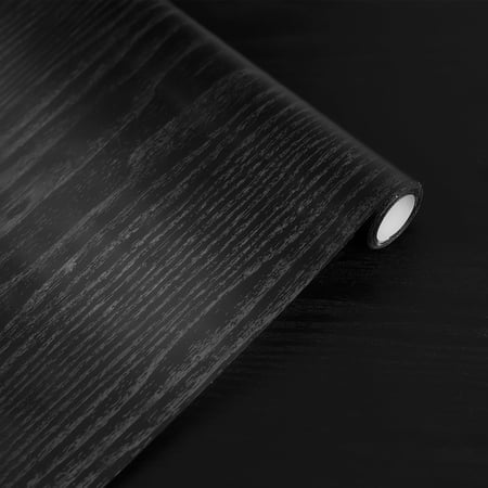Abyssaly Black Wood Peel and Stick Wallpaper 17.7" x 78.7" Wood Grain Waterproof Wallpaper Vinyl for Kitchen Countertop Cabinets Drawer Furniture Wall Door Contact Paper